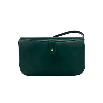 Gucci Vintage Interlocking G Logo Leather Shoulder Bag Green — view 3