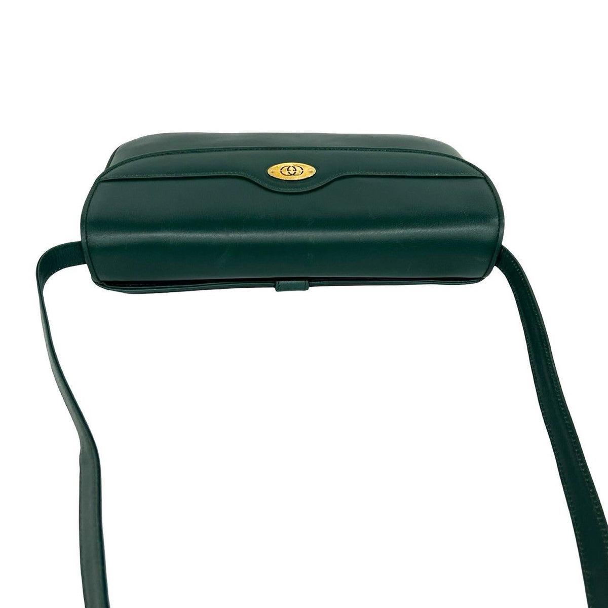 Gucci Vintage Interlocking G Logo Leather Shoulder Bag Green — view 4
