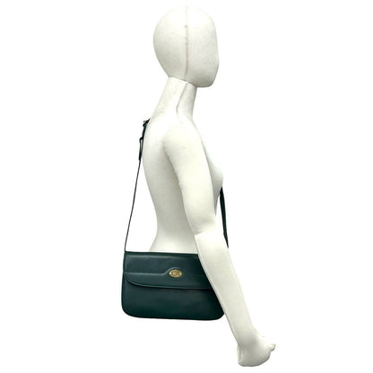 Gucci Vintage Interlocking G Logo Leather Shoulder Bag Green — view 2