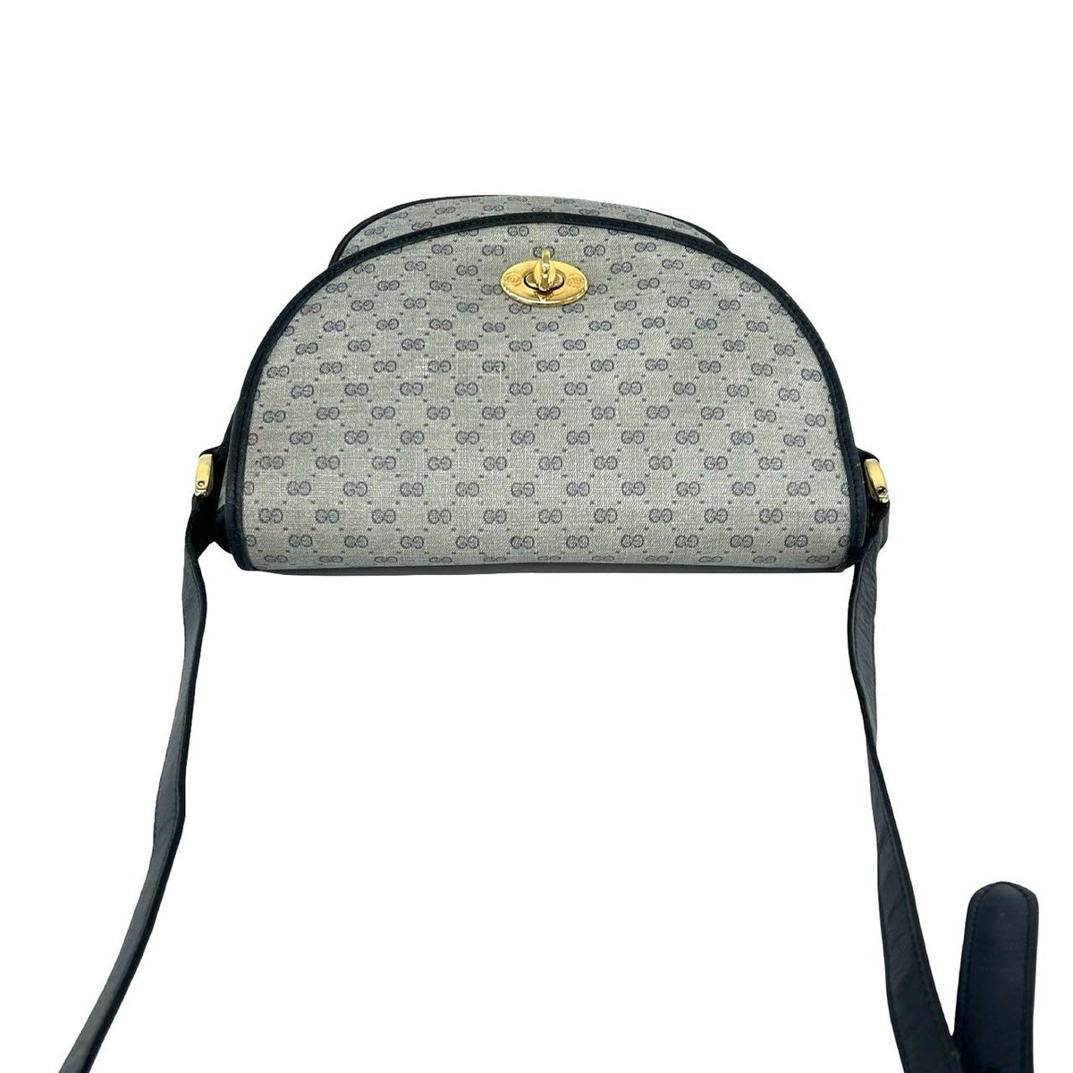 Gucci Vintage Micro GG Pattern Leather Shoulder Bag Pochette Navy — view 4
