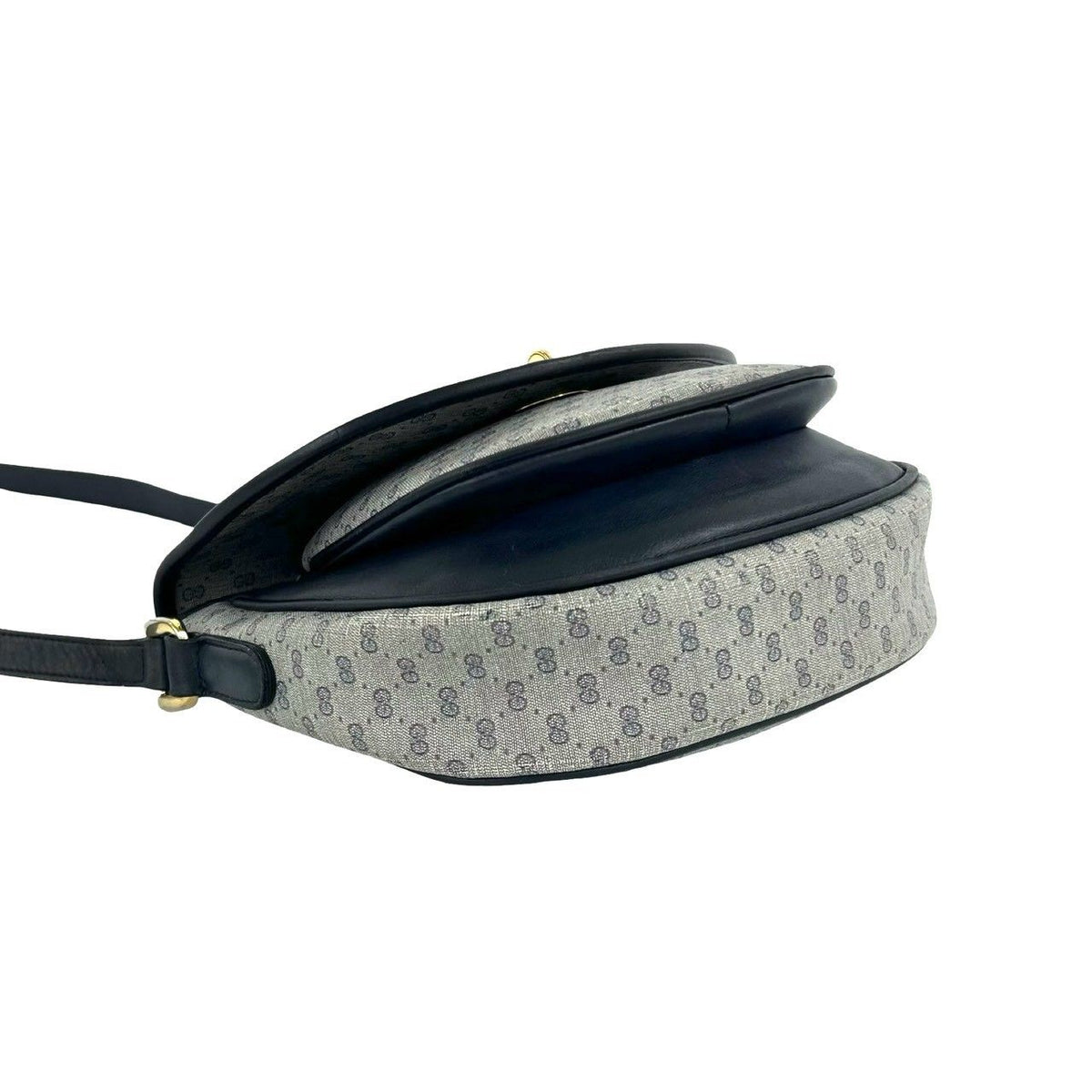 Gucci Vintage Micro GG Pattern Leather Shoulder Bag Pochette Navy — view 7