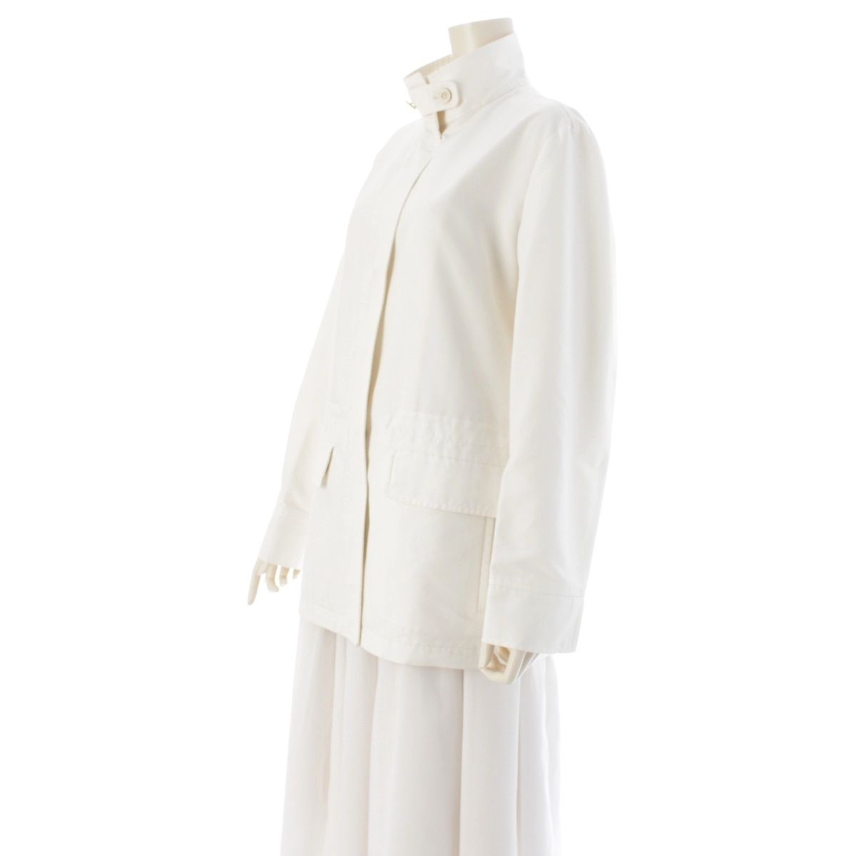 Loro Piana Polyester Stand Collar Zip Up Jacket White 44 — view 2