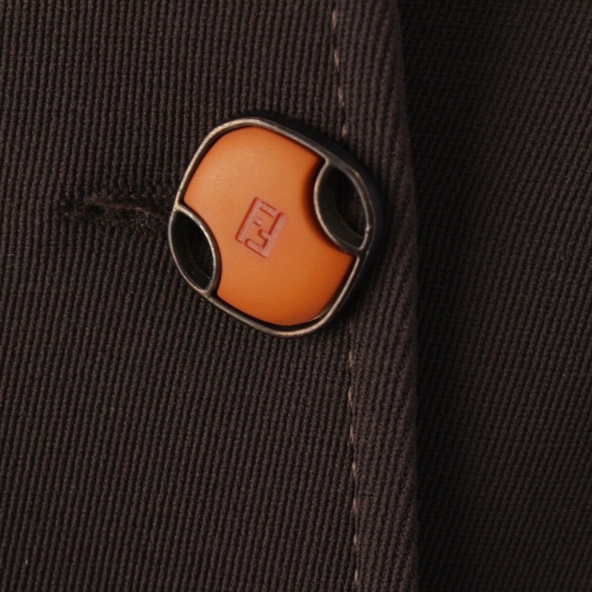 Fendi Nylon Wool Fur Long Coat Brown 40 — view 7