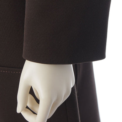 Fendi Nylon Wool Fur Long Coat Brown 40 — view 6