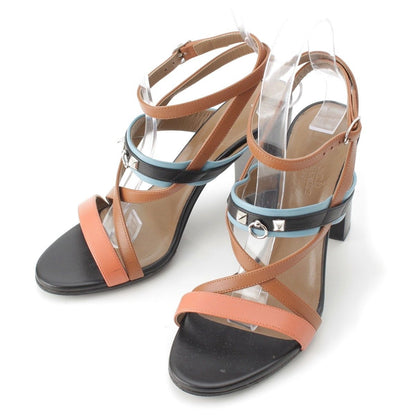 Hermes Antigone Leather Collier de Chien Strap Sandals Multicolor Brown
