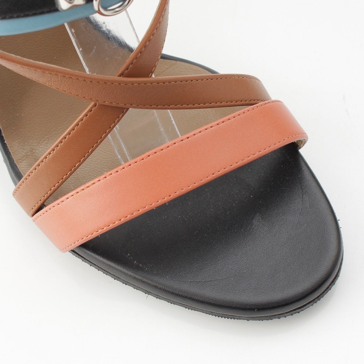 Hermes Antigone Leather Collier de Chien Strap Sandals Multicolor Brown — view 6