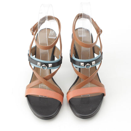 Hermes Antigone Leather Collier de Chien Strap Sandals Multicolor Brown — view 2