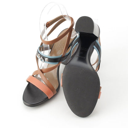 Hermes Antigone Leather Collier de Chien Strap Sandals Multicolor Brown — view 5