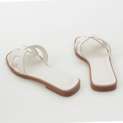 Hermes Oran Leather Sandals White — view 4