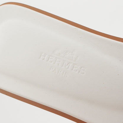 Hermes Oran Leather Sandals White — view 7