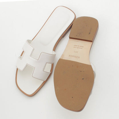 Hermes Oran Leather Sandals White — view 5