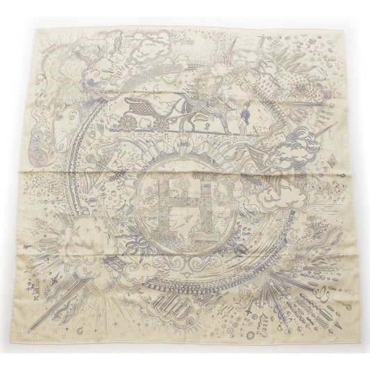 Hermes Carre 90 Silk Please Hold the Line Scarf Ivory