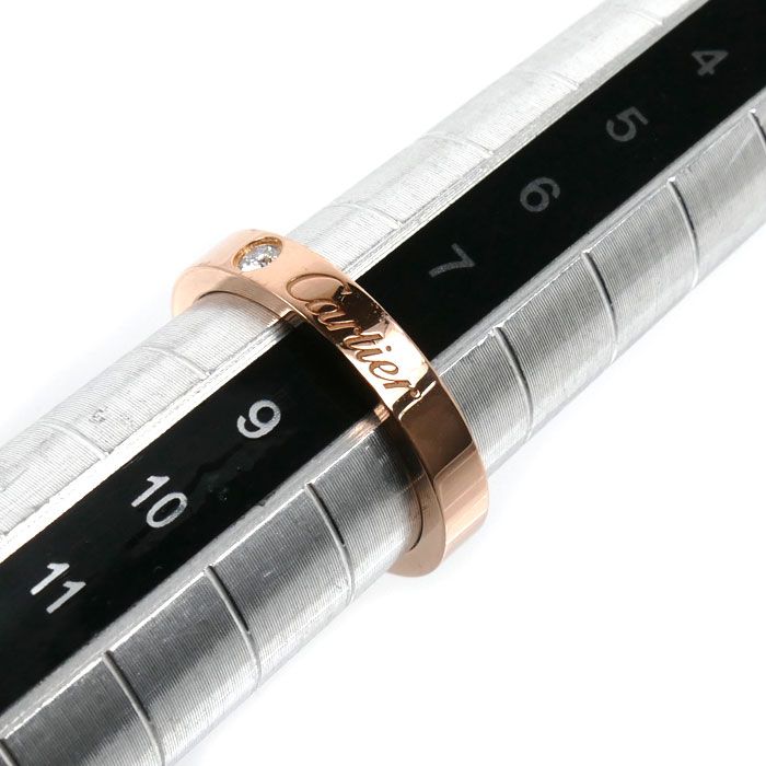 Cartier 18k Pink Gold Engraved Diamond Ring — view 6