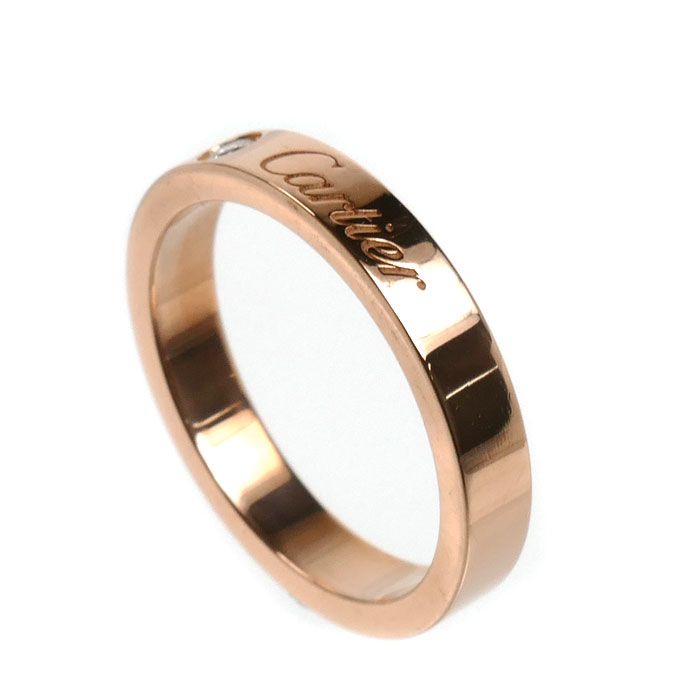 Cartier 18k Pink Gold Engraved Diamond Ring — view 2