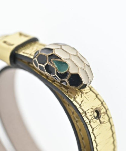 Bvlgari Serpenti Leather Bracelet Bangle — view 3