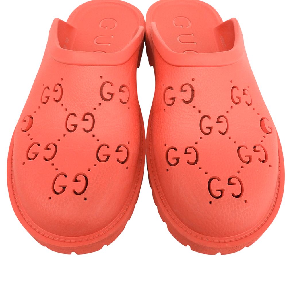Gucci Cutout GG Rubber Slip-on Sandals Shoes Red 10 — view 3