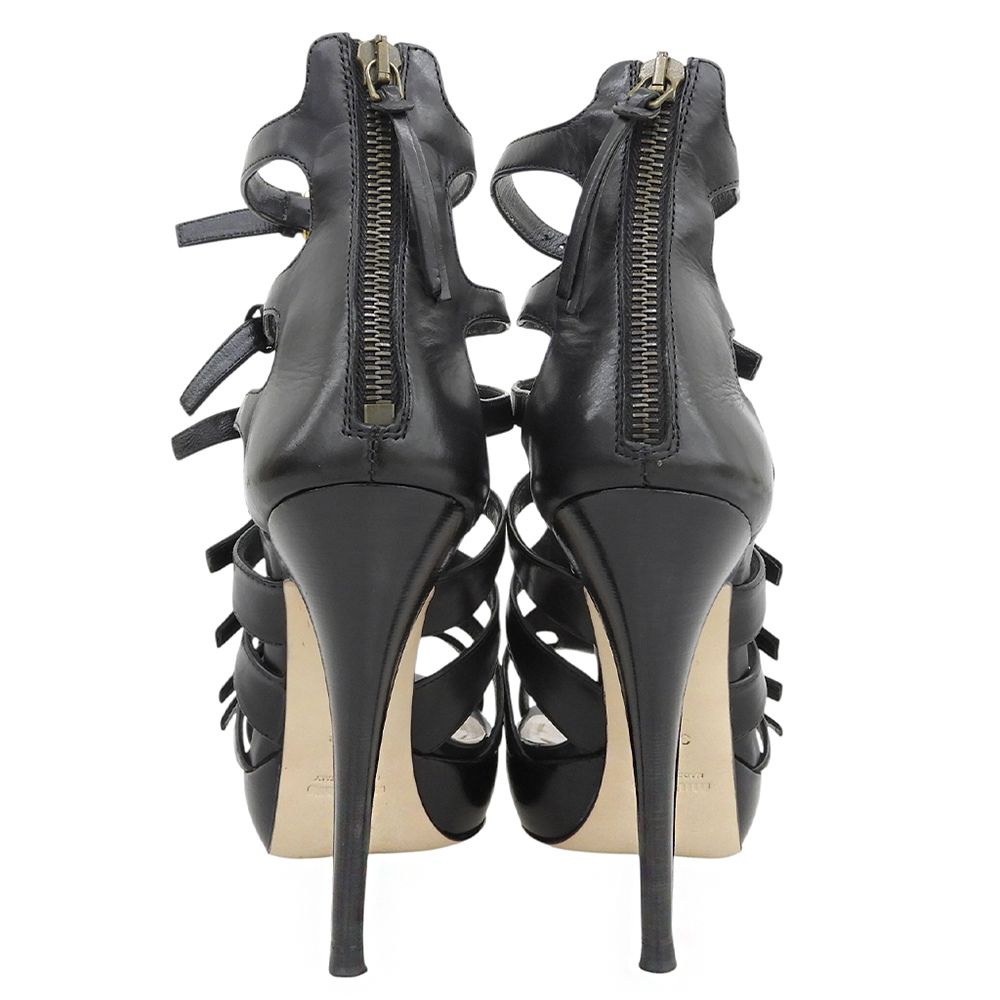 Miu Miu Leather Gladiator Sandals Black — view 5