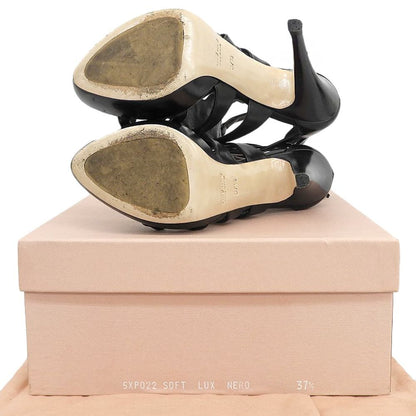 Miu Miu Leather Gladiator Sandals Black — view 2