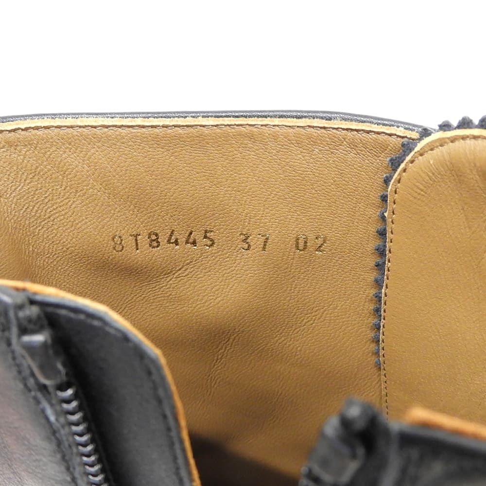 Fendi Leather Delfina Logo Zip Biker Boots Shoes Black — view 6