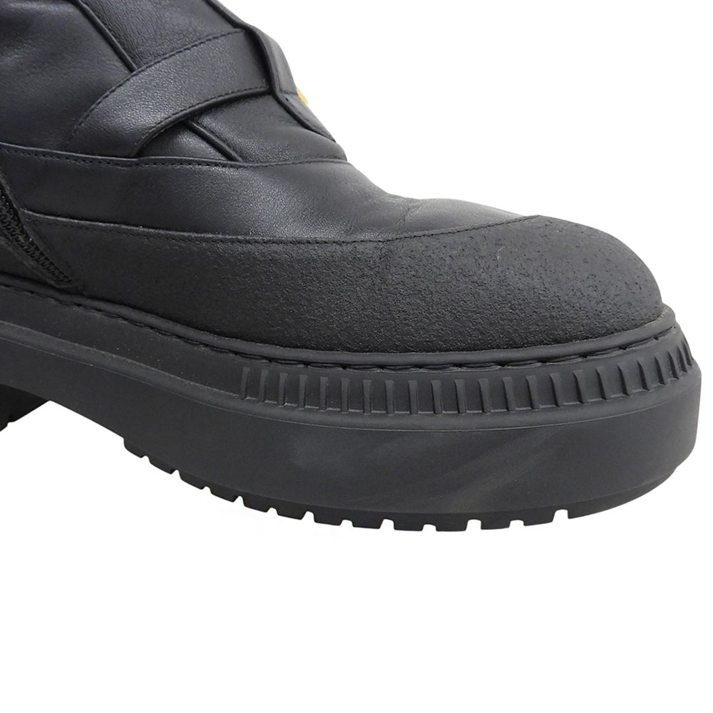 Fendi Leather Delfina Logo Zip Biker Boots Shoes Black — view 4