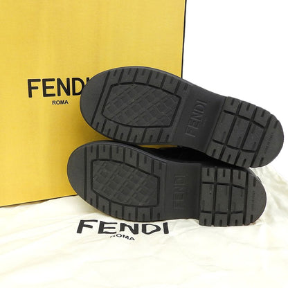 Fendi Leather Delfina Logo Zip Biker Boots Shoes Black — view 2