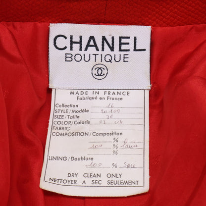 Chanel Wool Mademoiselle Button Collarless Jacket Skirt Set 36 — view 7
