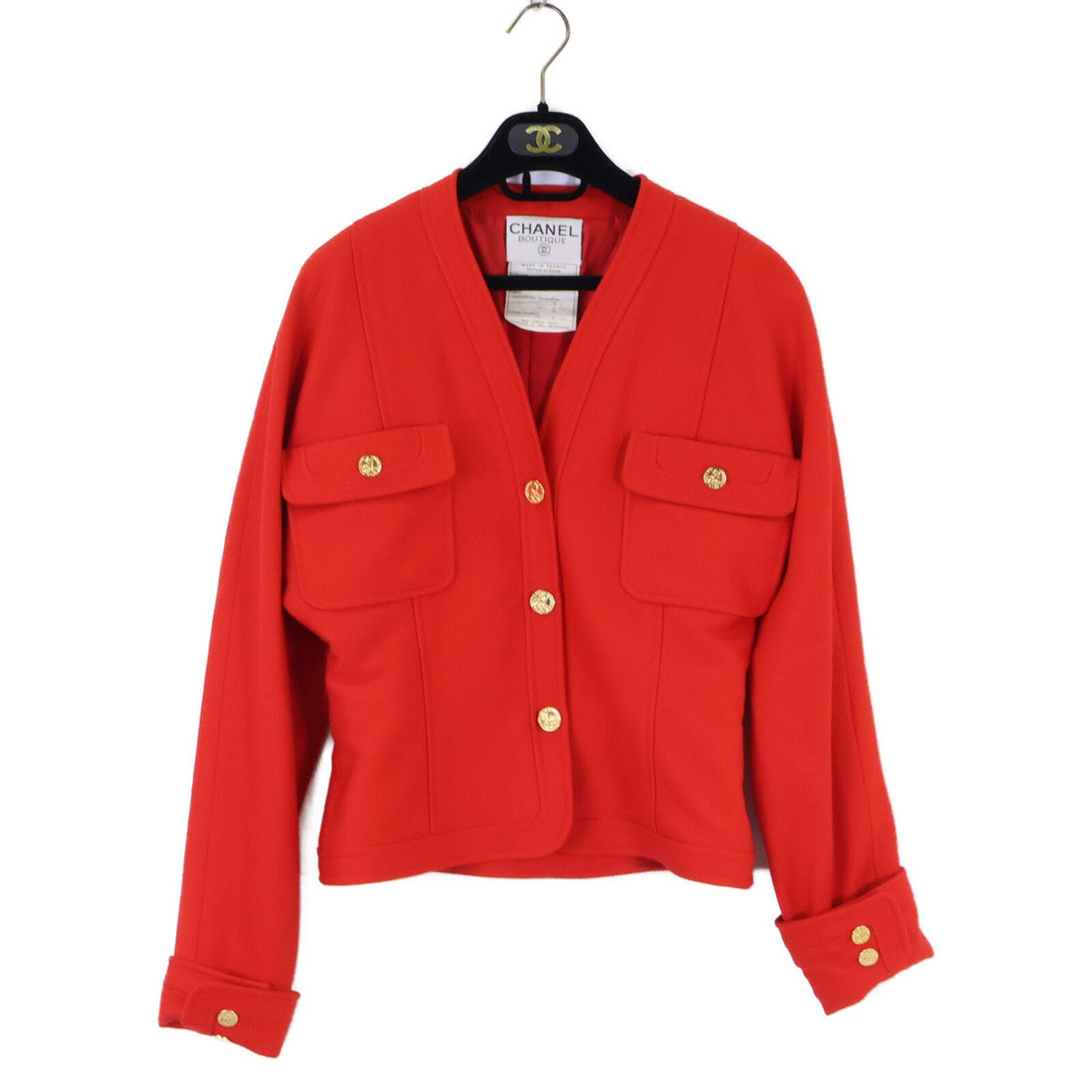 Chanel Wool Mademoiselle Button Collarless Jacket Skirt Set 36 — view 2
