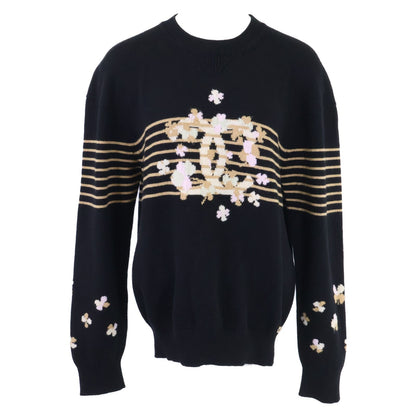 Chanel 24P Cashmere CC Logo Clover Crew Neck Knit Sweater 40