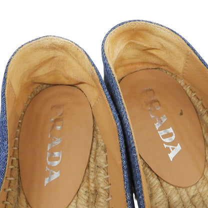 Prada Denim Logo Espadrilles Slip-on Shoes Blue — view 4