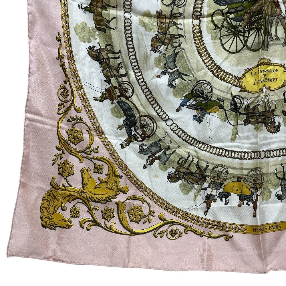 Hermes Scarf Carre 90 Walking Path to Long Chien Silk Pink — view 6