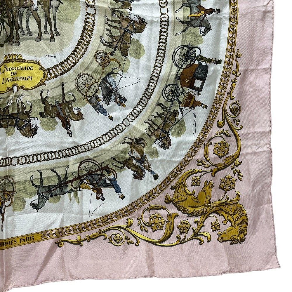 Hermes Scarf Carre 90 Walking Path to Long Chien Silk Pink — view 7