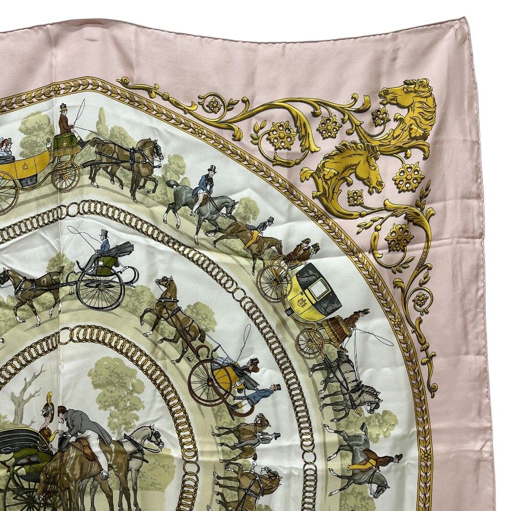 Hermes Scarf Carre 90 Walking Path to Long Chien Silk Pink — view 5