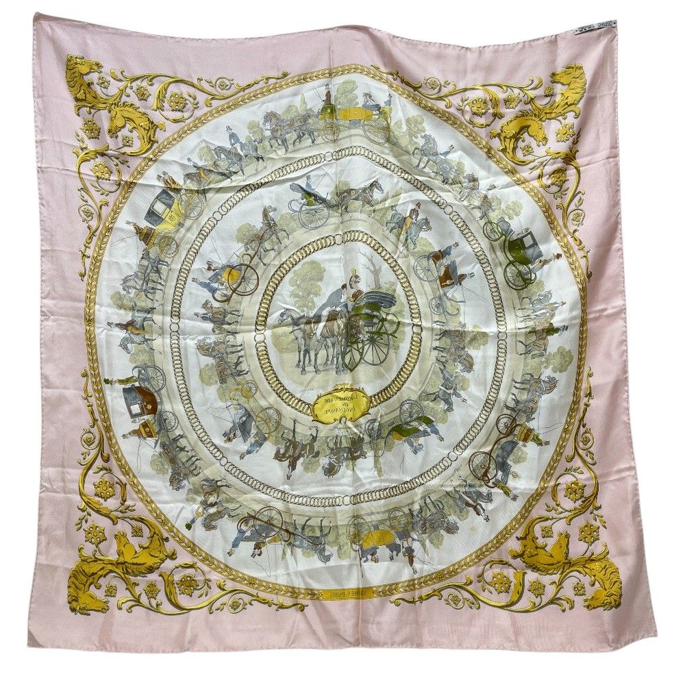 Hermes Scarf Carre 90 Walking Path to Long Chien Silk Pink — view 2