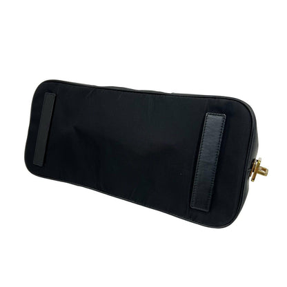 Prada Triangle Logo Tessuto Pocono Nylon Leather Shoulder Bag Black with Key — view 8