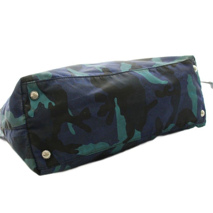 Prada Tote Bag Camouflage Triangle Logo Nylon Leather Blue Navy — view 4