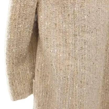Chanel 99P Tweed Long Jacket Collarless Beige 42 — view 6