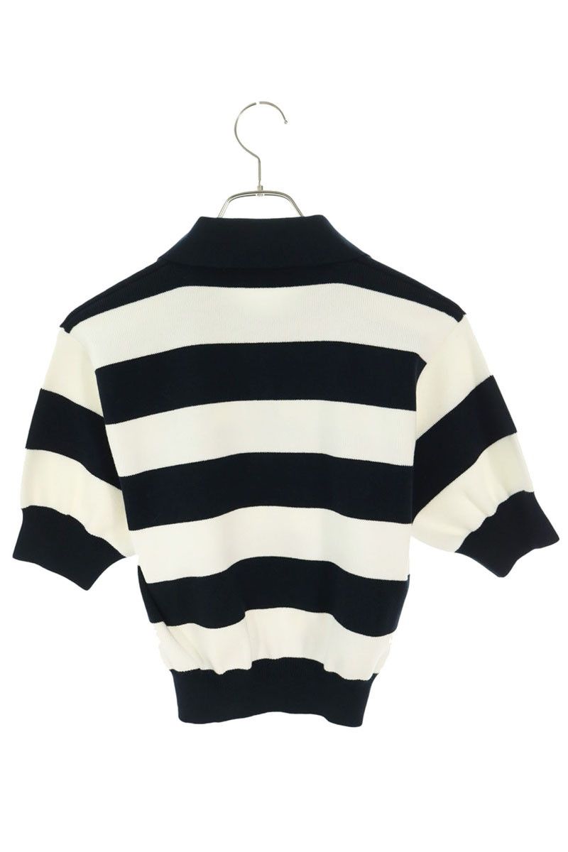 Miu Miu Logo Patch Border Short Sleeve Polo Knit Sweater 36 — view 2