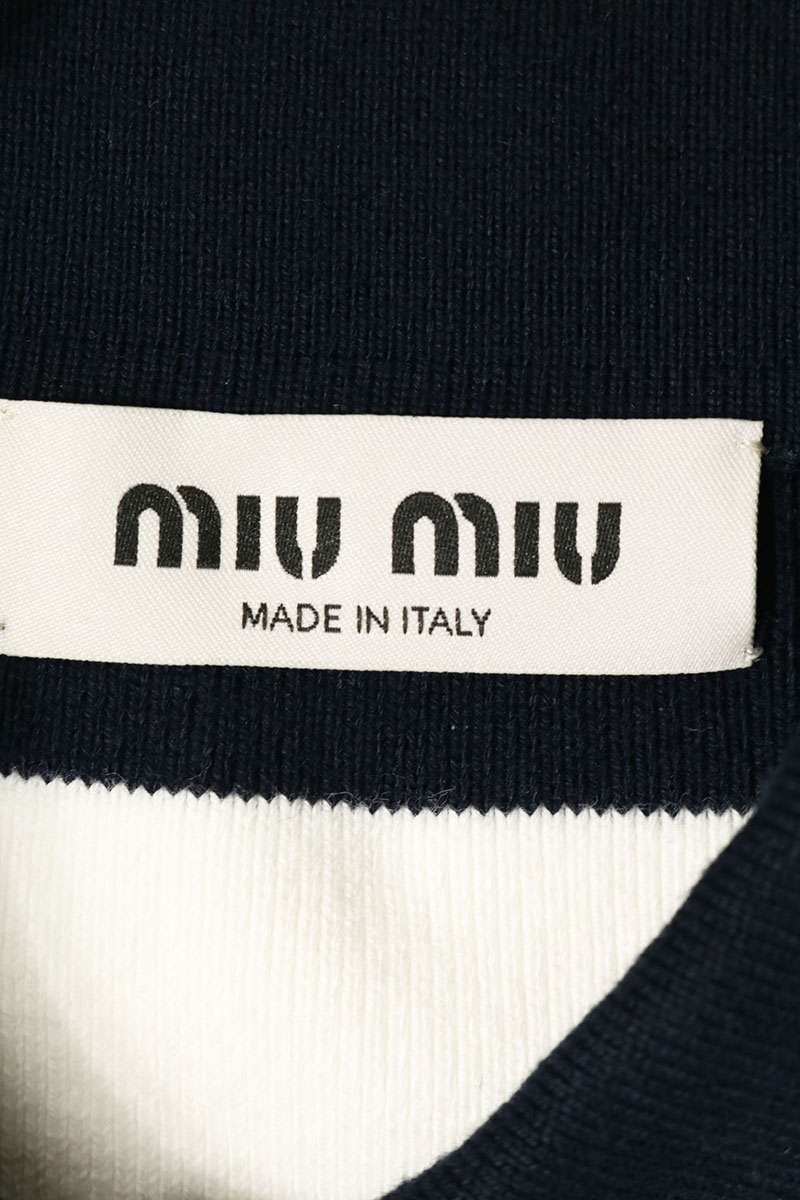 Miu Miu Logo Patch Border Short Sleeve Polo Knit Sweater 36 — view 3