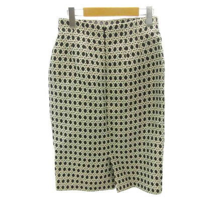 Dior Vintage Suit Set Collarless Jacket Pencil Skirt All Over Print 9 White — view 5
