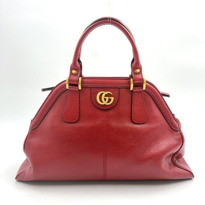 Gucci Liber Medium Leather Red Tote Bag Gold