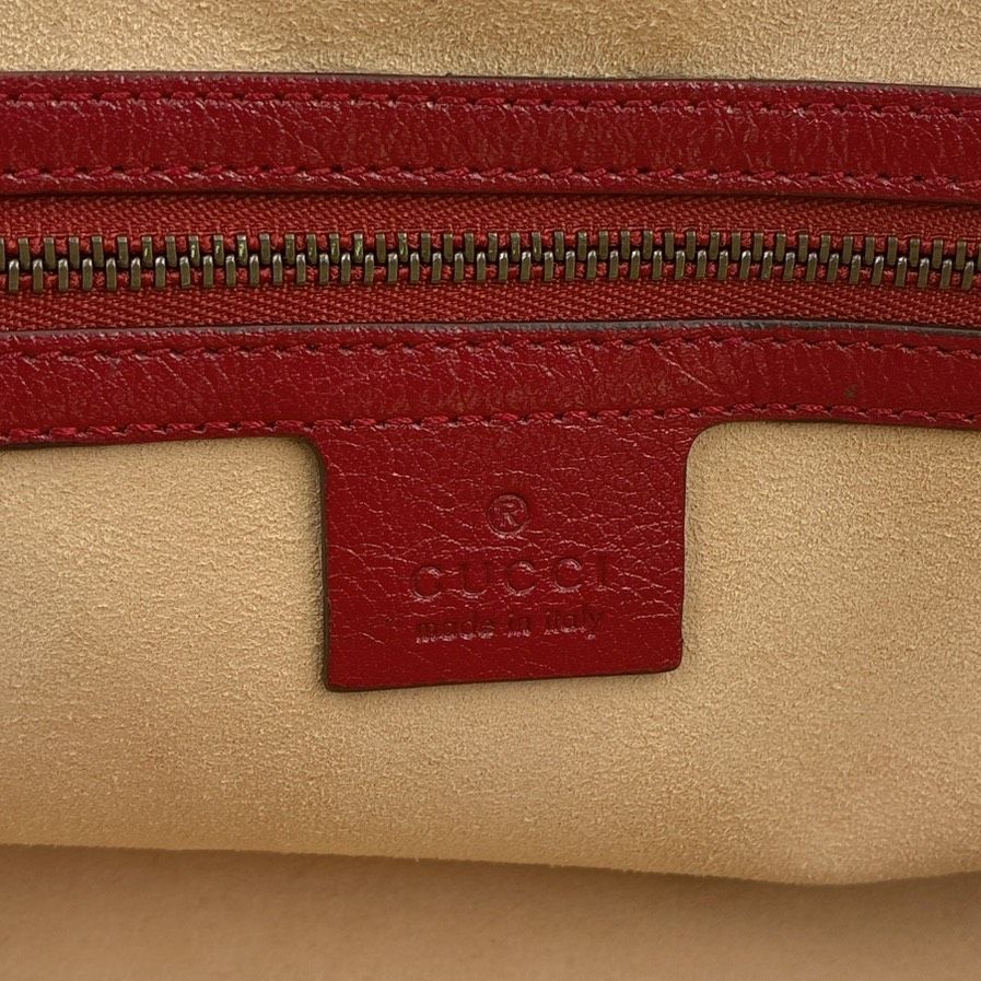 Gucci Liber Medium Leather Red Tote Bag Gold — view 4