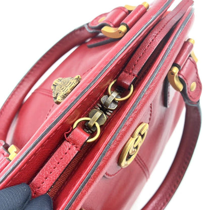 Gucci Liber Medium Leather Red Tote Bag Gold — view 6