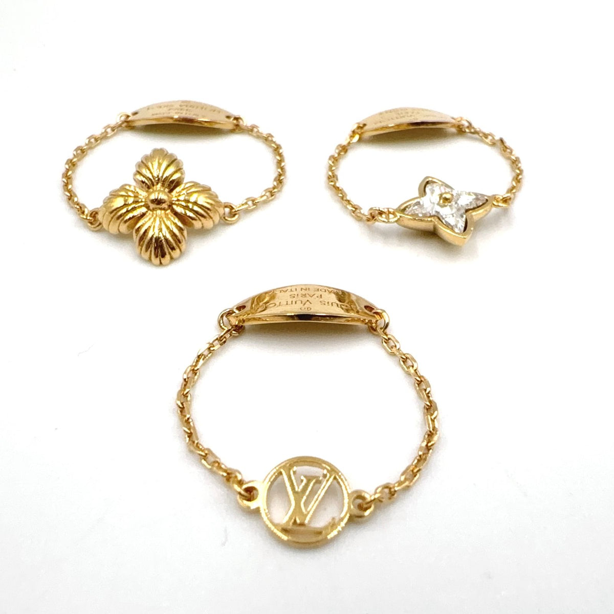 Louis Vuitton Blooming Strass Set Metal Gold Ring