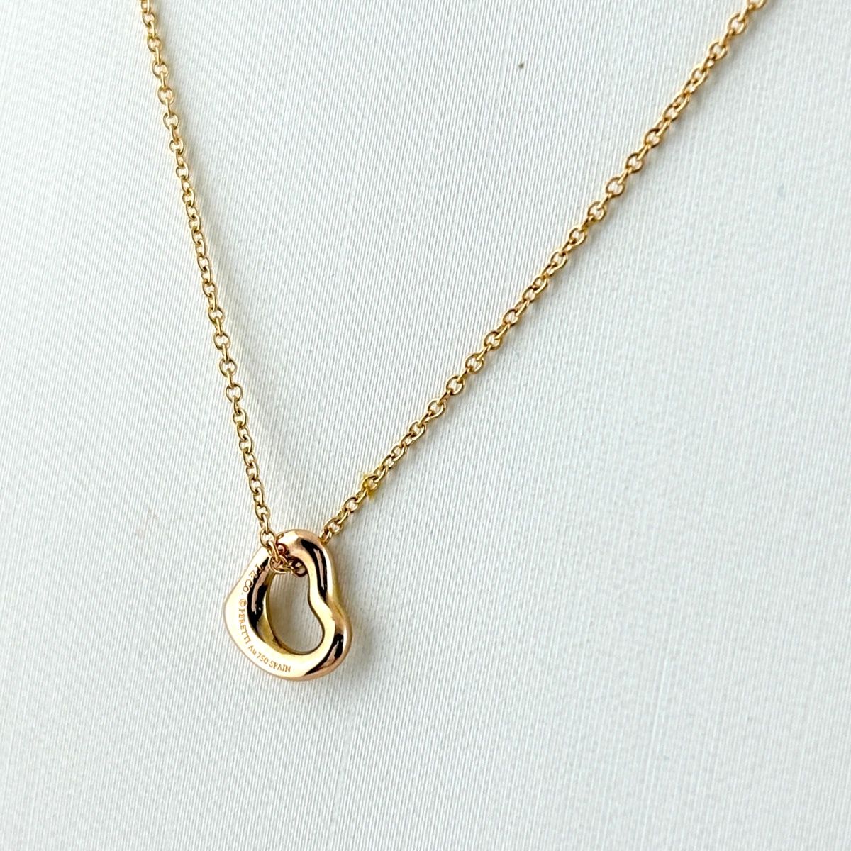Tiffany & Co Open Heart Mini Pink Gold Pendant Elsa Peretti Necklace — view 2