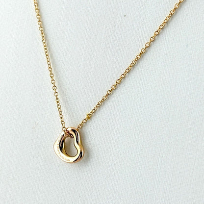 Tiffany & Co Open Heart Mini Pink Gold Pendant Elsa Peretti Necklace — view 2