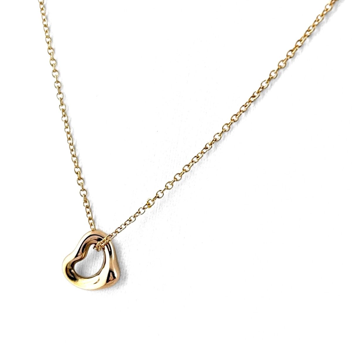 Tiffany & Co Open Heart Mini Pink Gold Pendant Elsa Peretti Necklace