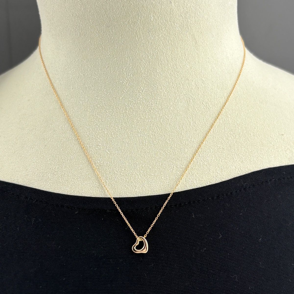 Tiffany & Co Open Heart Mini Pink Gold Pendant Elsa Peretti Necklace — view 3
