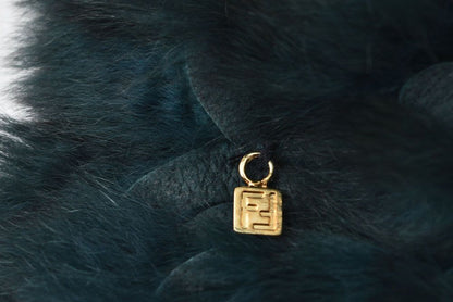Fendi Brooch Flower Motif Fur Corsage Deep Green — view 3