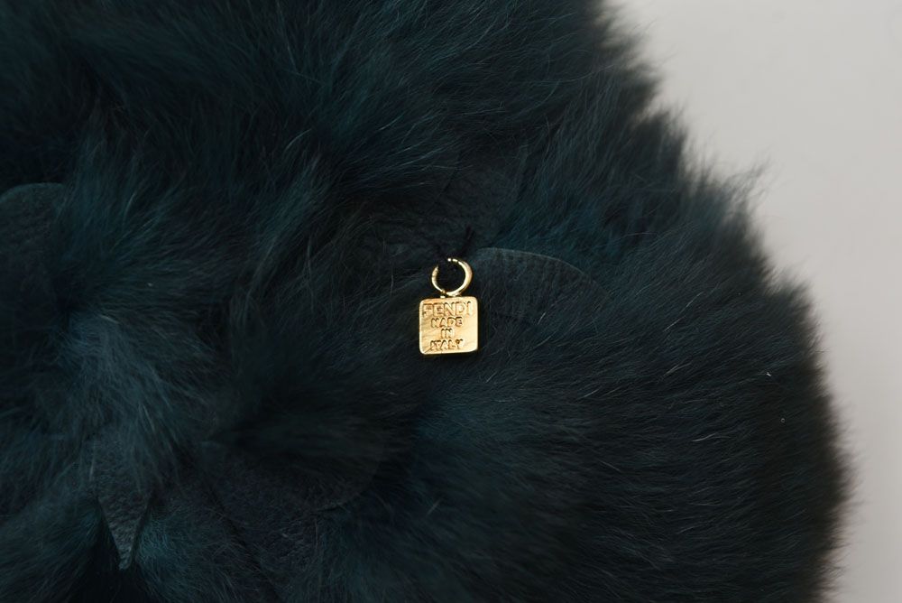 Fendi Brooch Flower Motif Fur Corsage Deep Green — view 5