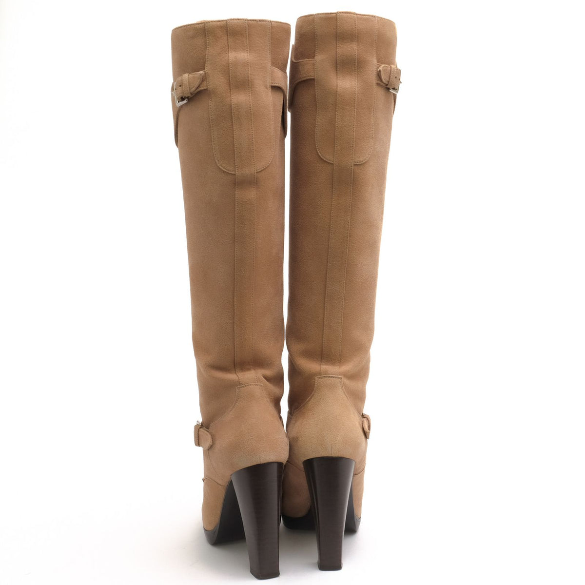 Hermes Long Boots Shoes Suede Leather Beige High Heels Sole — view 4